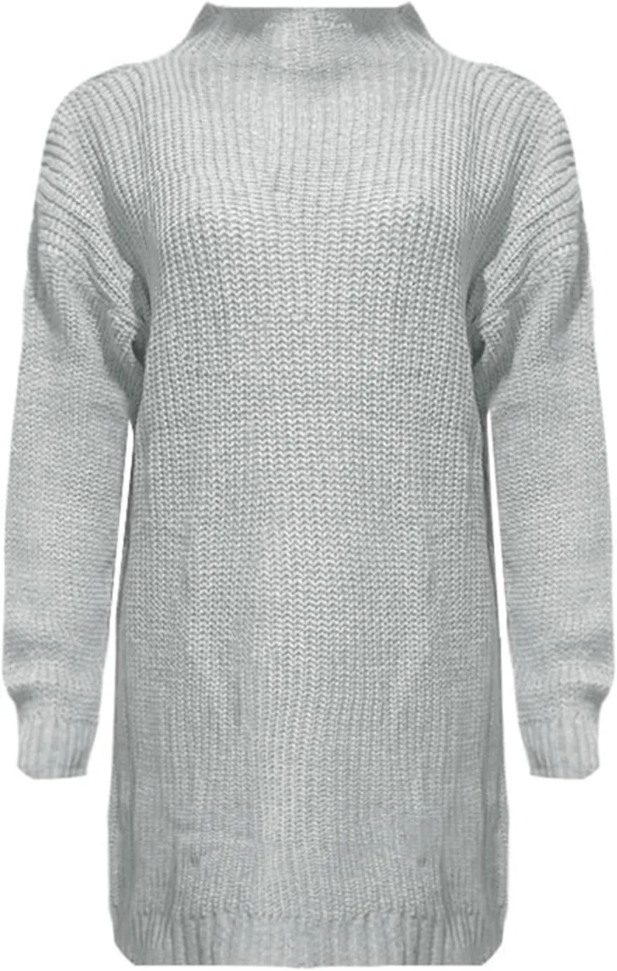 Womens Winter Knitted Sweater Turtleneck Oversized Long Sleeve Sweater Dress 2024 Plus Size Tunic Pullover Fall Dress