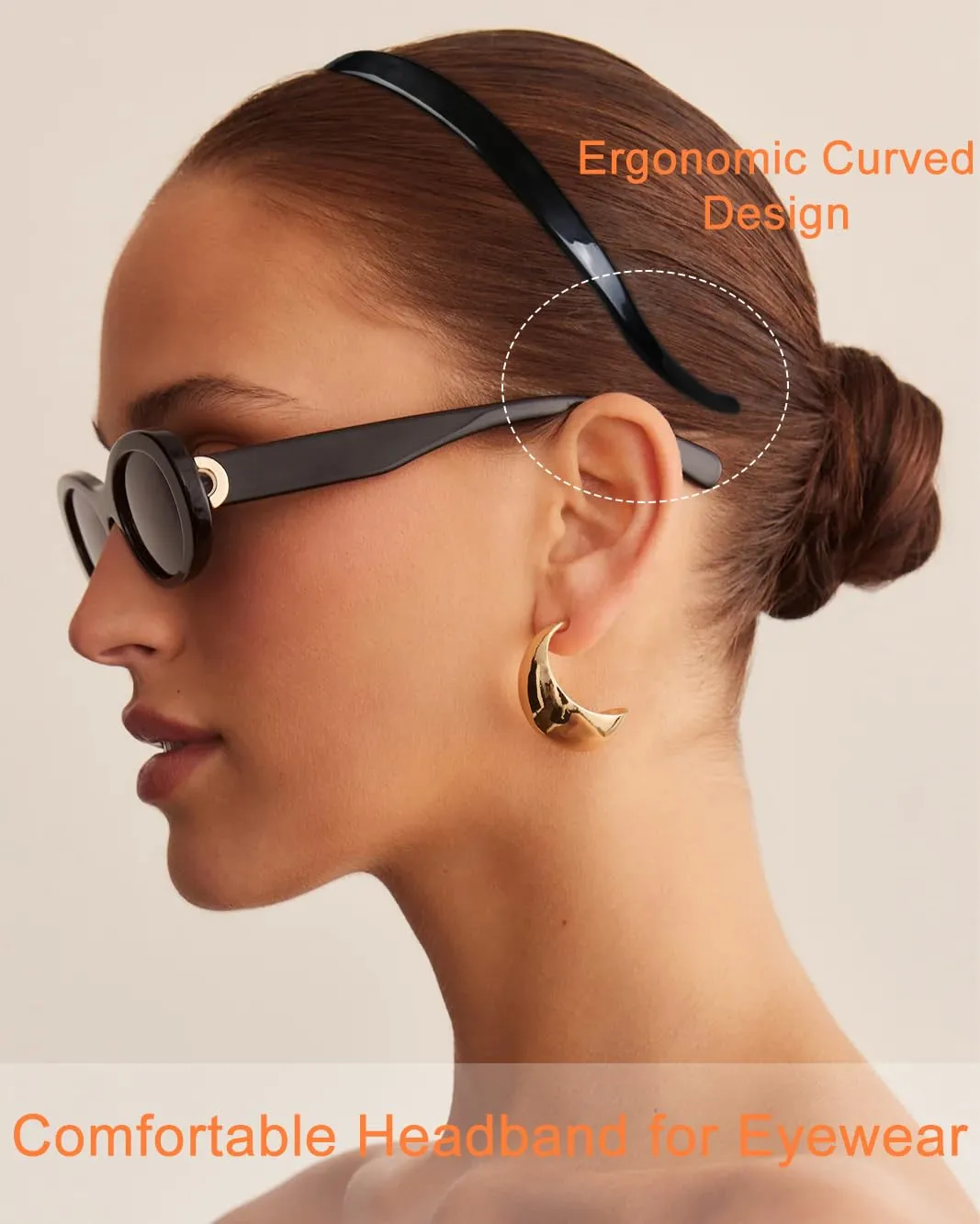 WOVOWOVO Sunglasses Headband for Women Non Slip Black - Plastic Head Bands for Womens Hair with Teeth, Square Headband Like Sunglasses for Eyewear Glasses Wearers, 6PCS