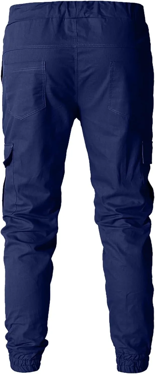 WUAI Mens Fashion Jogger Sweatpants Athletic Casual Slim Fit Cotton Workout Cargo Track Pants Long Khaki Chino Trousers