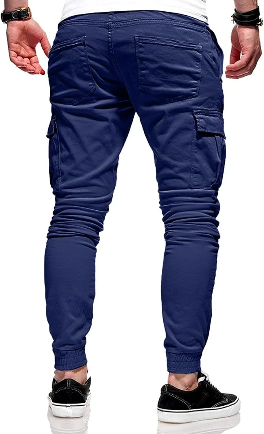 WUAI Mens Fashion Jogger Sweatpants Athletic Casual Slim Fit Cotton Workout Cargo Track Pants Long Khaki Chino Trousers