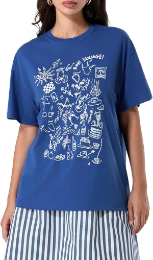 Y2k Oversized Graphic Tshirt for Women Cute Fruit Print Crew Neck Loose Baby Tee Casual Baggy Aesthetic Streetwear