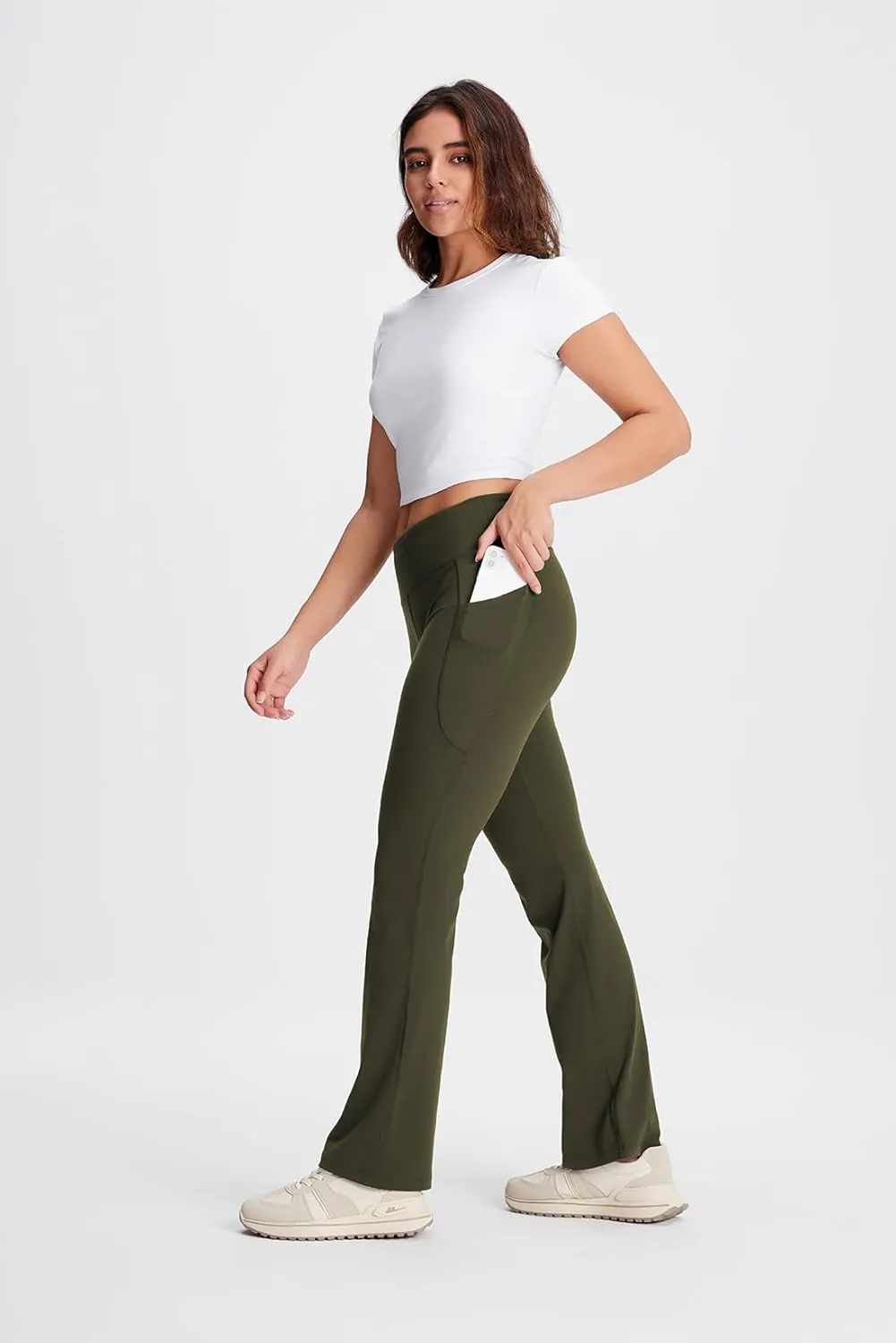 Yogipace,27"/29"/31"/33"/35"/37",Women's Bootcut Yoga Pants Lounge Workout Pants with Side Pockets