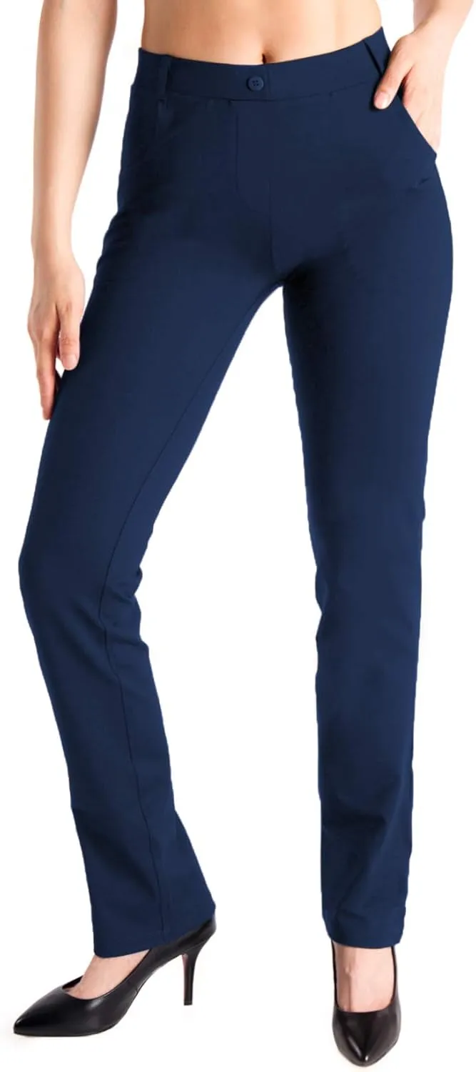 Yogipace,Belt Loops,Women's Petite/Regular/Tall Straight Leg Yoga Dress Pants
