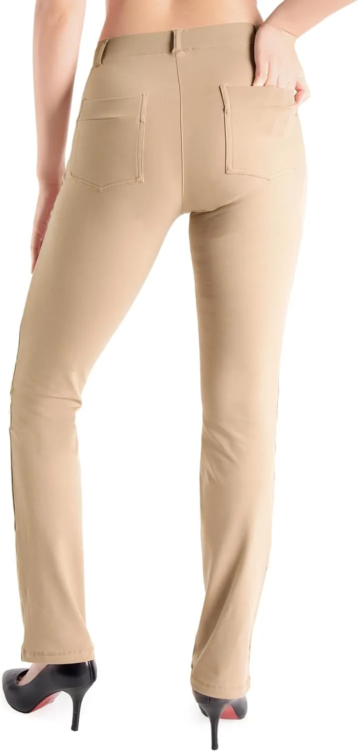 Yogipace,Belt Loops,Women's Petite/Regular/Tall Straight Leg Yoga Dress Pants