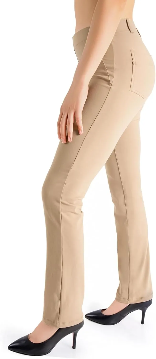 Yogipace,Belt Loops,Women's Petite/Regular/Tall Straight Leg Yoga Dress Pants