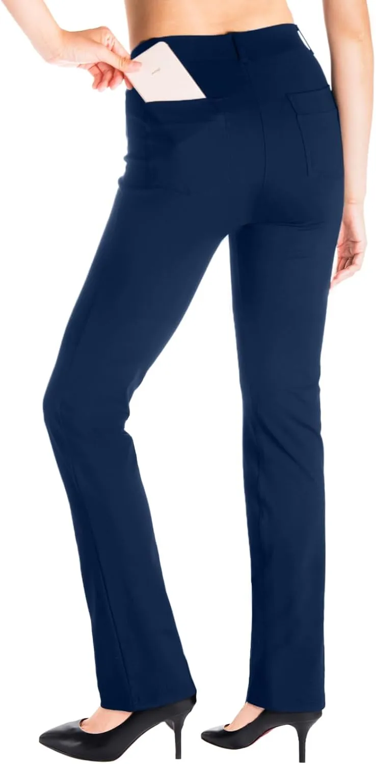 Yogipace,Belt Loops,Women's Petite/Regular/Tall Straight Leg Yoga Dress Pants