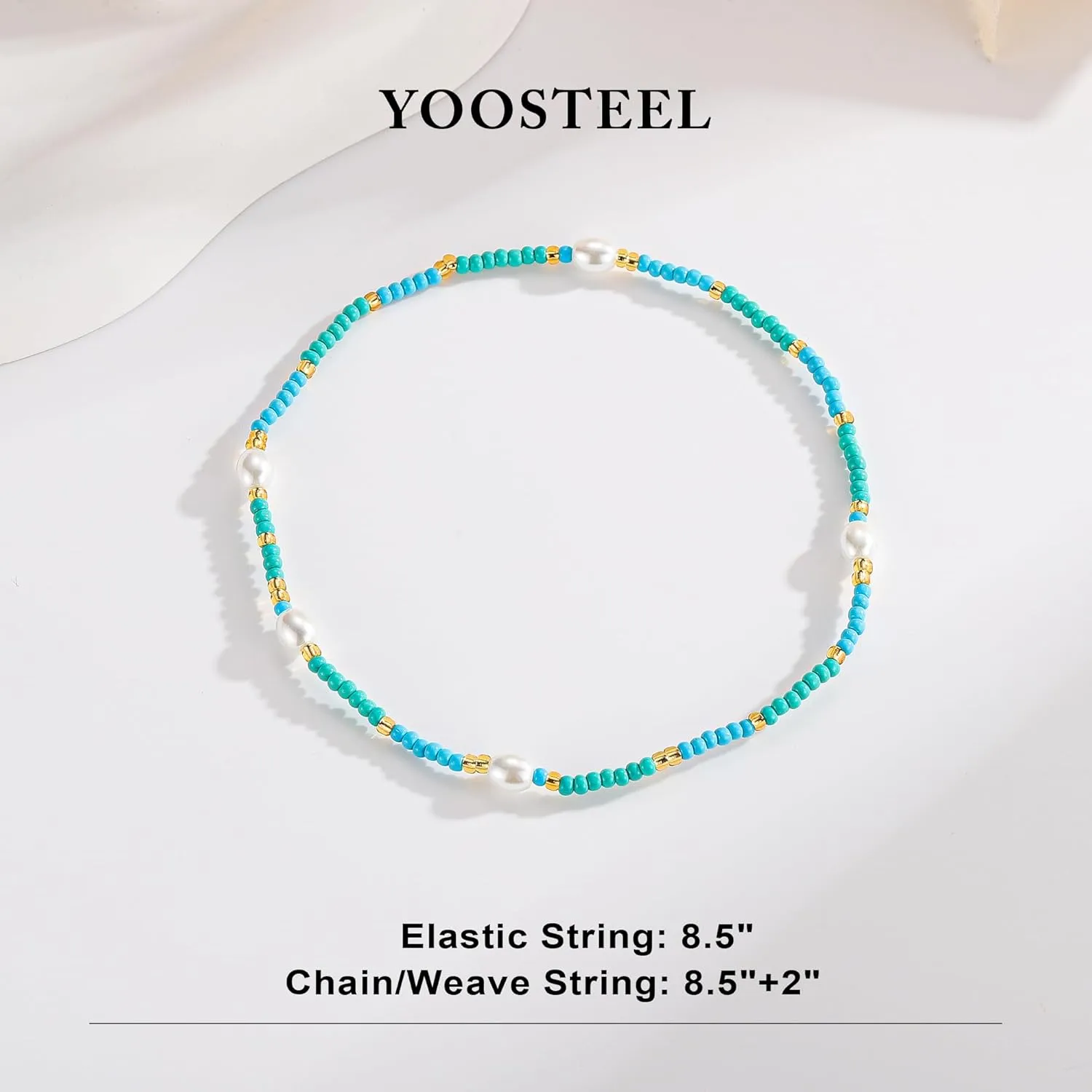 Yoosteel Beaded Ankle Bracelets for Women - Boho Bead Anklets Cute Non Tarnish Adjustable Beach Anklet for Women Jewelry Gifts