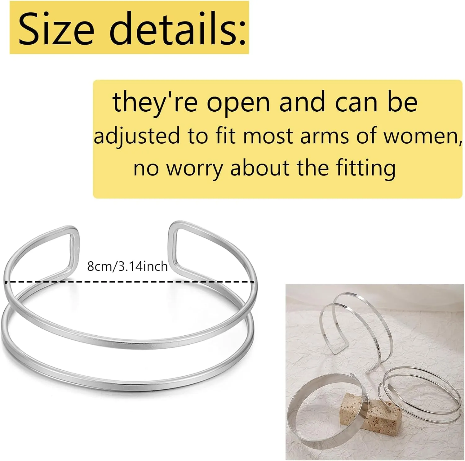 YVVLEE 6 Pieces Minimalist Gold Arm Cuff Bracelets Set Adjustable Coil Bangle Upper Arm Cuff Armband Jewelry Set for Women