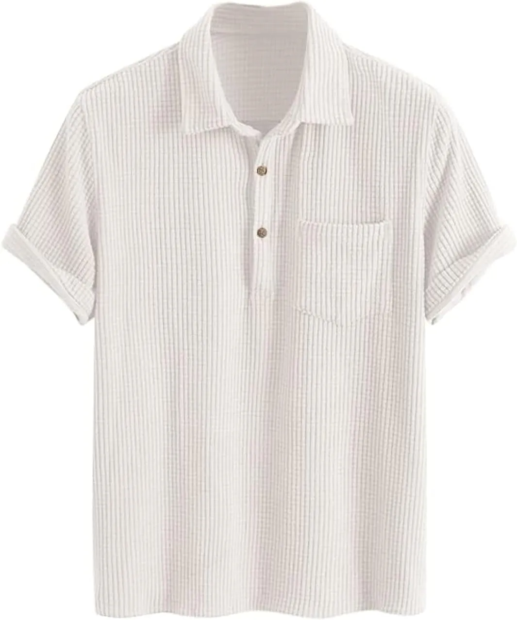 ZAFUL Men's Casual Button-Down Shirts Short Sleeve Striped Dress Shirts Button Down Tops