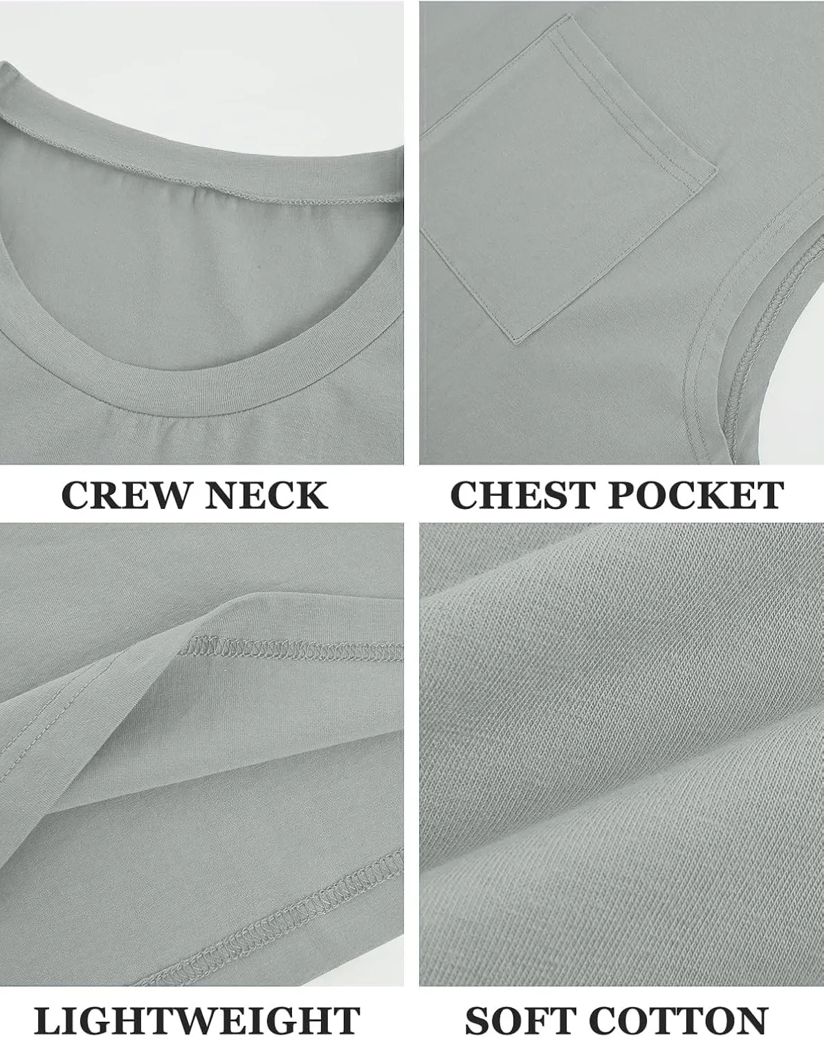 ZIWOCH Mens Sleeveless Tank Tops Workout Cut Off Shirts Muscle Gym T Shirts with Pocket
