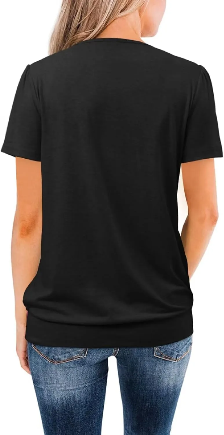 ZOLUCKY Womens Casual Short Sleeve Tunic Tops Scoop Neck T Shirts Summer Loose Fit Tunics
