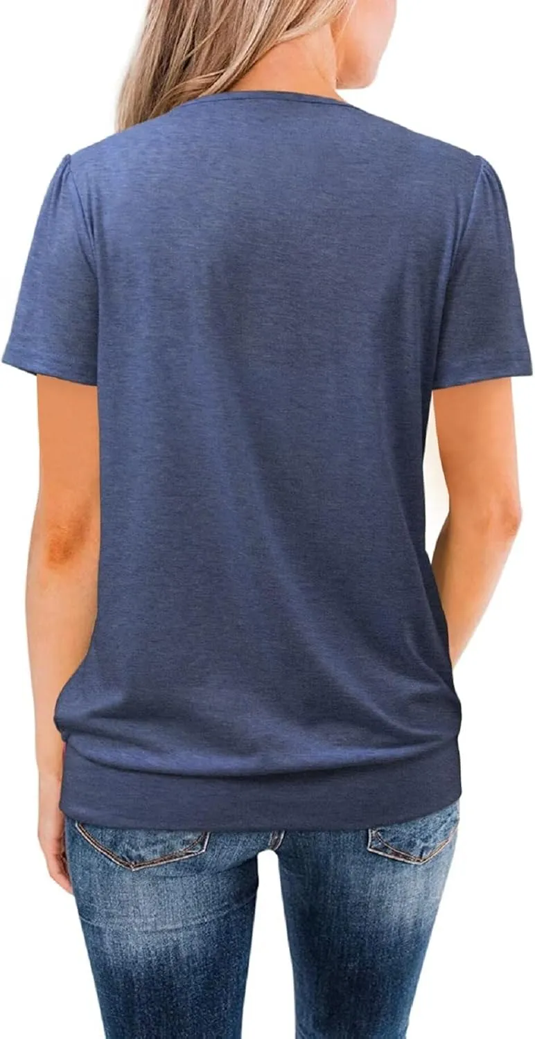ZOLUCKY Womens Casual Short Sleeve Tunic Tops Scoop Neck T Shirts Summer Loose Fit Tunics
