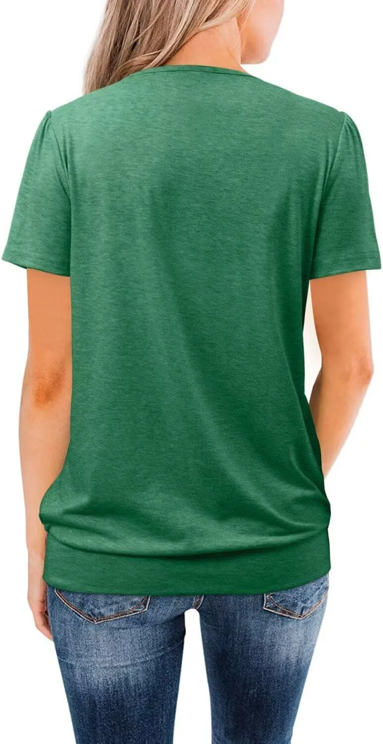 ZOLUCKY Womens Casual Short Sleeve Tunic Tops Scoop Neck T Shirts Summer Loose Fit Tunics