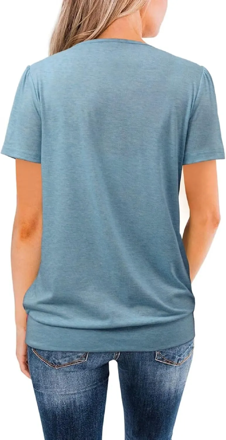 ZOLUCKY Womens Casual Short Sleeve Tunic Tops Scoop Neck T Shirts Summer Loose Fit Tunics