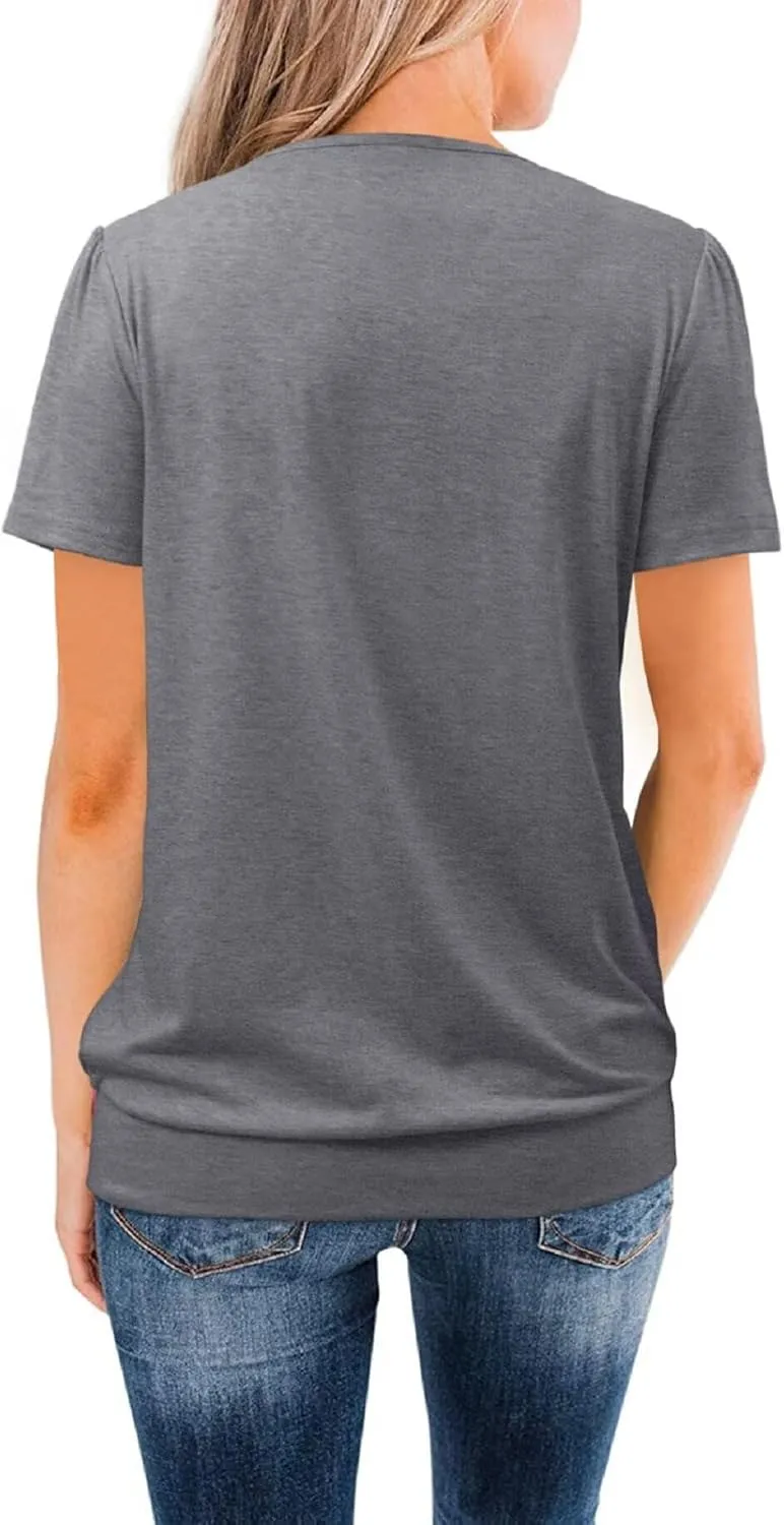 ZOLUCKY Womens Casual Short Sleeve Tunic Tops Scoop Neck T Shirts Summer Loose Fit Tunics
