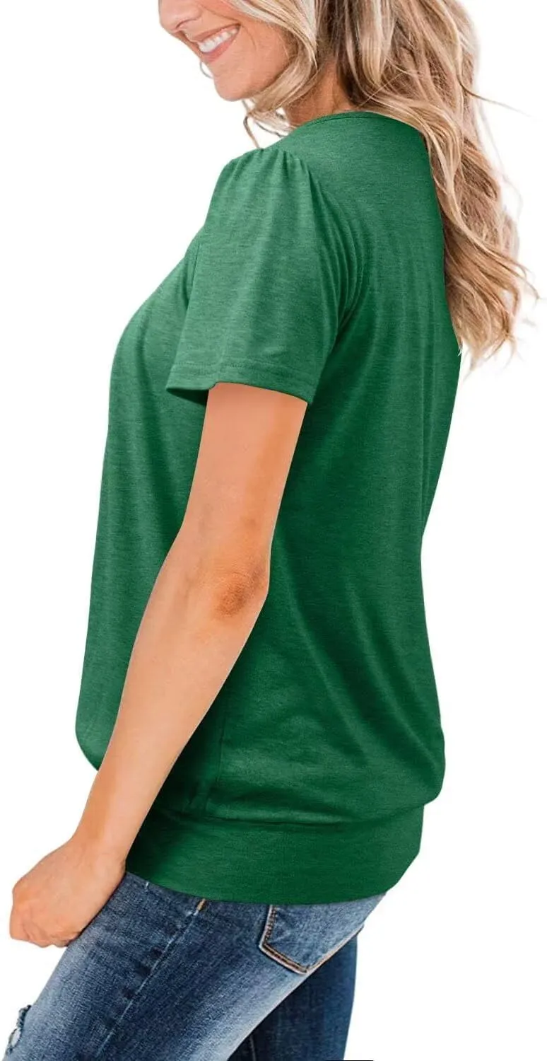 ZOLUCKY Womens Casual Short Sleeve Tunic Tops Scoop Neck T Shirts Summer Loose Fit Tunics