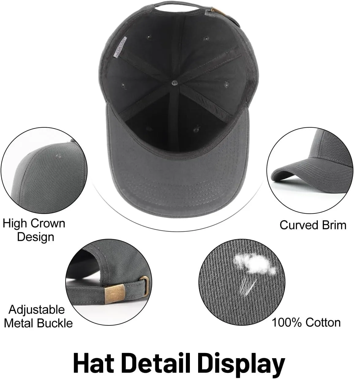 Zylioo Oversize Baseball Cap XXL Big Head Hats for Men Large Dad Hats High Crown Structured Cap Adjustable 22"-25.5"