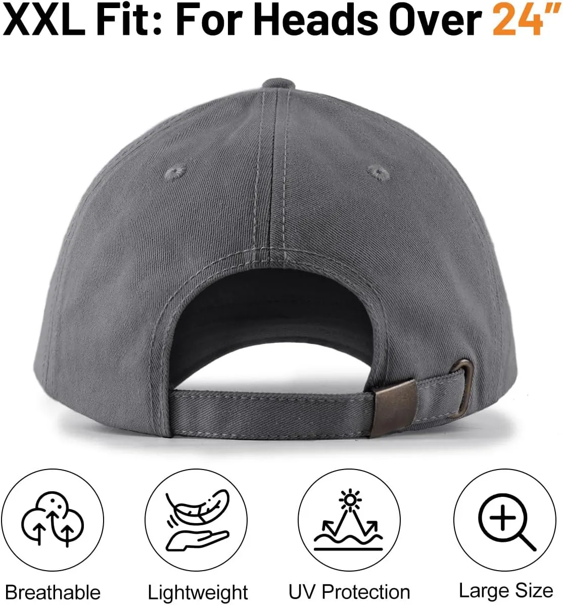 Zylioo Oversize Baseball Cap XXL Big Head Hats for Men Large Dad Hats High Crown Structured Cap Adjustable 22"-25.5"