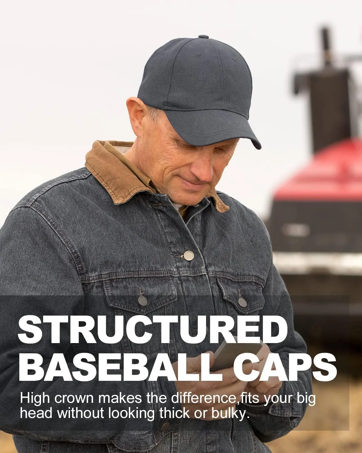Zylioo Oversize Baseball Cap XXL Big Head Hats for Men Large Dad Hats High Crown Structured Cap Adjustable 22"-25.5"